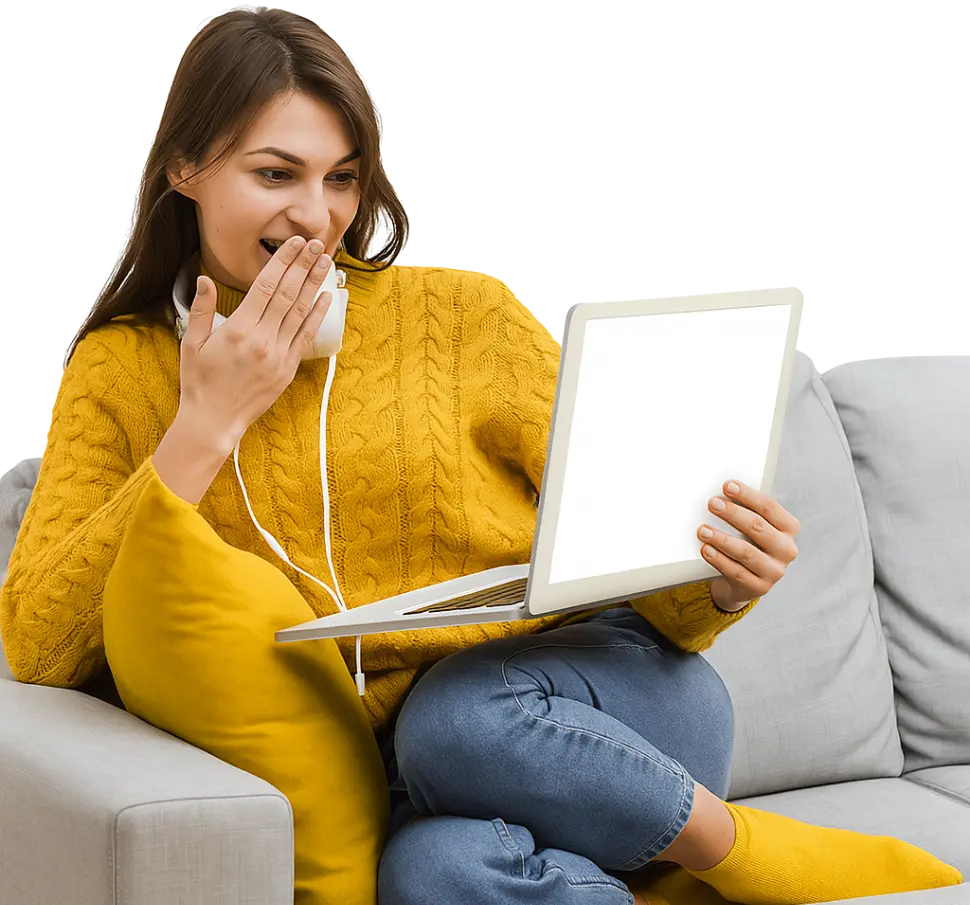 Happy user using IPTV on phone